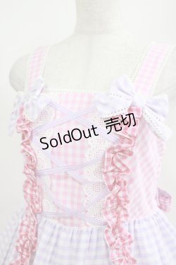 画像4: Angelic Pretty / ギンガム配色肩リボンジャンパースカート Free ピンク/ラベンダー H-25-04-17-1009-AP-OP-NS-ZH