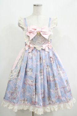 画像1: Lullaby（海外ロリータブランド） / Antique Doll Wallジャンパースカートセット M サックス H-25-04-17-1010-GO-OP-NS-ZH