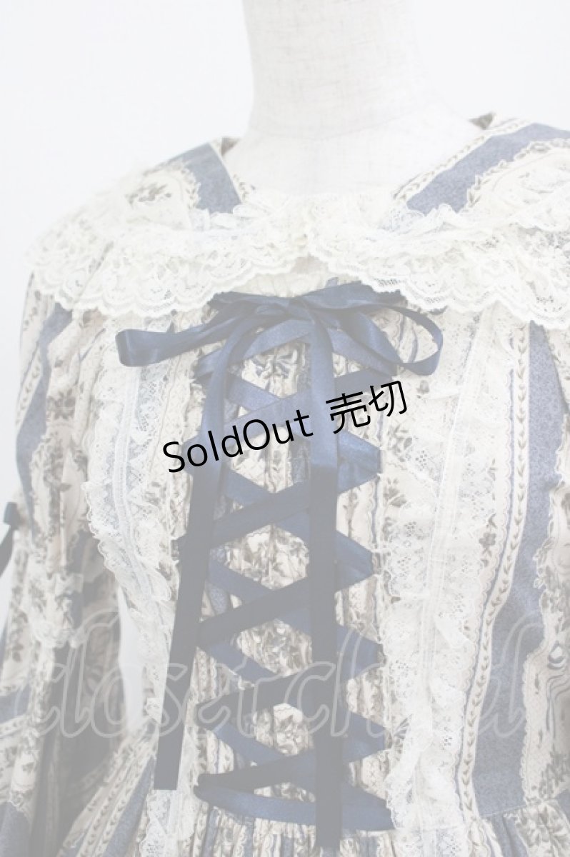 画像4: metamorphose / アンティークブーケ姫袖ワンピース サイズ1 クラシックブルー H-25-04-17-1001-ME-OP-NS-ZH (4)