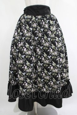 画像1: Kurumi Collaboration / 花柄コルセット風スカート L ブラック H-25-04-17-1018-GO-SK-NS-ZH