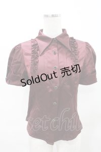 DARK IN LOVE / Corporate Gothic Vampire Short Sleeve Blouse S ボルドー H-25-04-17-026-PU-BL-KB-ZH