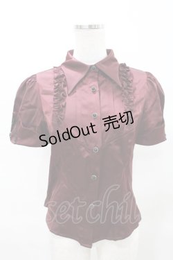 画像1: DARK IN LOVE / Corporate Gothic Vampire Short Sleeve Blouse S ボルドー H-25-04-17-026-PU-BL-KB-ZH