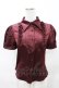 画像1: DARK IN LOVE / Corporate Gothic Vampire Short Sleeve Blouse S ボルドー H-25-04-17-026-PU-BL-KB-ZH (1)