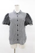 Candy Stripper / TULLE PUFF GINGHAM SHIRT 2 黒 H-25-04-18-051-PU-BL-KB-ZH