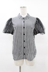 Candy Stripper / TULLE PUFF GINGHAM SHIRT 2 黒 H-25-04-18-051-PU-BL-KB-ZH