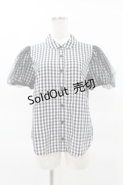 画像1: Candy Stripper / TULLE PUFF GINGHAM SHIRT 2 黒 H-25-04-18-051-PU-BL-KB-ZH