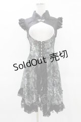 Qutie Frash / 和柄チャイナコルセットベスト  黒×緑 H-25-04-18-005-QU-TO-KB-ZH
