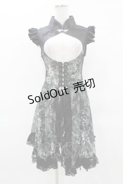 画像1: Qutie Frash / 和柄チャイナコルセットベスト  黒×緑 H-25-04-18-005-QU-TO-KB-ZH