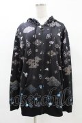 NieR Clothing / 総柄ZIPパーカー  黒 H-25-04-18-060-PU-TO-KB-ZH