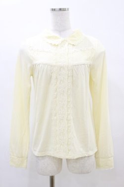 画像1: axes femme / シャツカラー重ねレースプルオーバー M アイボリー H-25-04-18-1045-AX-TO-NS-ZH