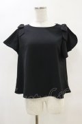 an another angelus / ラッフルスリーブリボントップス Free BLACK H-25-04-18-1027-CA-TO-NS-ZH