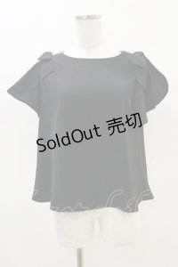 an another angelus / ラッフルスリーブリボントップス Free BLACK H-25-04-18-1027-CA-TO-NS-ZH