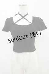 EATME / クロスネックコンパクトニットTOP Free ブラック H-25-04-18-1028-LO-TO-NS-ZH