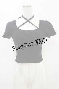 EATME / クロスネックコンパクトニットTOP Free ブラック H-25-04-18-1028-LO-TO-NS-ZH