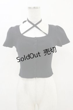 画像1: EATME / クロスネックコンパクトニットTOP Free ブラック H-25-04-18-1028-LO-TO-NS-ZH