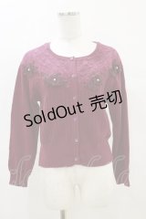axes femme / レース切替モチーフ付カーディガン M ボルドー H-25-04-18-1038-AX-TO-NS-ZH
