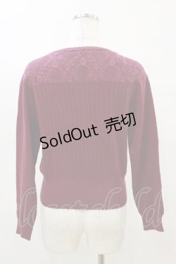 画像2: axes femme / レース切替モチーフ付カーディガン M ボルドー H-25-04-18-1038-AX-TO-NS-ZH