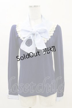 画像1: axes femme / ストライプリボントップス M ネイビー H-25-04-18-1041-AX-TO-NS-ZH