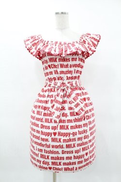 画像1: MILK / Messageサンドレス  ホワイト×レッド H-25-04-18-014-ML-OP-KB-ZH
