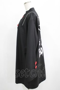 画像2: REFLEM / ショルダーZIPチャイナシャツ  黒×赤 H-25-04-19-036-PU-BL-KB-ZH