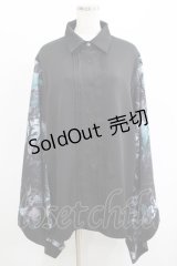 NieR Clothing / 着物風袖シャツ  黒 H-25-04-19-039-PU-BL-KB-ZH