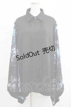 画像1: NieR Clothing / 着物風袖シャツ  黒 H-25-04-19-039-PU-BL-KB-ZH