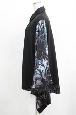 画像2: NieR Clothing / 着物風袖シャツ  黒 H-25-04-19-039-PU-BL-KB-ZH