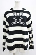 Candy Stripper / HIDE BUNNY BORDER KNIT  ホワイト×ブラック H-25-04-19-042-PU-TO-KB-ZT103
