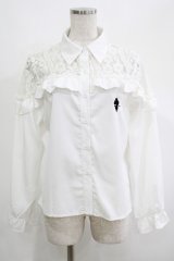 NieR Clothing / レース切替ブラウス  白 H-25-04-19-051-PU-BL-KB-ZH