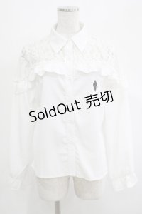 NieR Clothing / レース切替ブラウス  白 H-25-04-19-051-PU-BL-KB-ZH