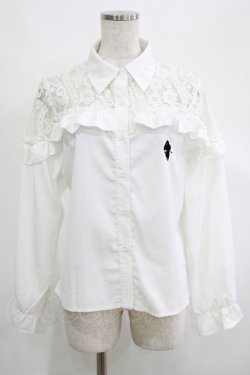 画像1: NieR Clothing / レース切替ブラウス  白 H-25-04-19-051-PU-BL-KB-ZH