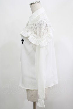 画像2: NieR Clothing / レース切替ブラウス  白 H-25-04-19-051-PU-BL-KB-ZH
