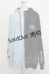 NieR Clothing / TWO-TONE ZIPパーカー  サックス×ブラック H-25-04-19-053-PU-TO-KB-ZH