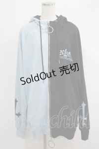 NieR Clothing / TWO-TONE ZIPパーカー  サックス×ブラック H-25-04-19-053-PU-TO-KB-ZH