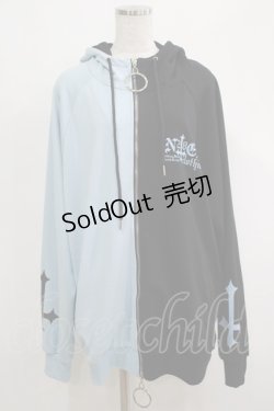 画像1: NieR Clothing / TWO-TONE ZIPパーカー  サックス×ブラック H-25-04-19-053-PU-TO-KB-ZH
