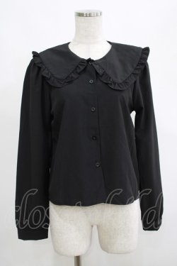 画像1: NieR Clothing / フリル襟ブラウス  黒 H-25-04-19-059-PU-BL-KB-ZH