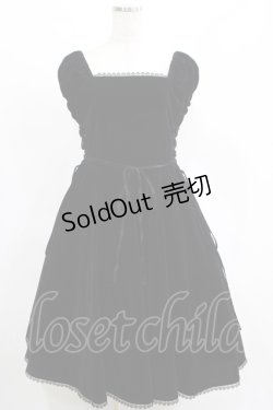 画像1: ATELIER PIERROT / ダブルレースアップベロアワンピース F ブラック H-25-04-19-009-EL-OP-NS-ZT103