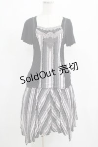 OZZ ANGELO / 刺繍レースストライプSET  黒 H-25-04-19-020-OO-OP-KB-ZH