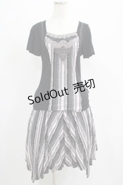 画像1: OZZ ANGELO / 刺繍レースストライプSET  黒 H-25-04-19-020-OO-OP-KB-ZH