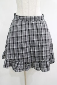 NieR Clothing / チェックフリルスカート  グレー H-25-04-19-021-PU-SK-KB-ZH