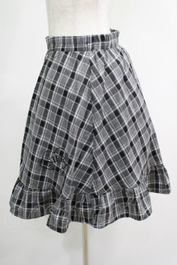 画像2: NieR Clothing / チェックフリルスカート  グレー H-25-04-19-021-PU-SK-KB-ZH