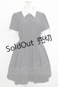 NieR Clothing / ロゴ刺繍シャツワンピース  黒×グレー H-25-04-19-023-PU-OP-KB-ZH