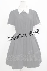 NieR Clothing / ロゴ刺繍シャツワンピース  黒×グレー H-25-04-19-023-PU-OP-KB-ZH