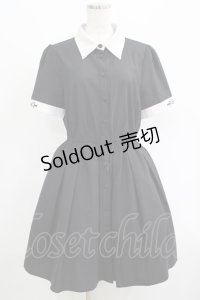 NieR Clothing / ロゴ刺繍シャツワンピース  黒×グレー H-25-04-19-023-PU-OP-KB-ZH