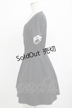 画像2: NieR Clothing / ロゴ刺繍シャツワンピース  黒×グレー H-25-04-19-023-PU-OP-KB-ZH