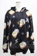 NieR Clothing / 総柄ZIPパーカー F 黒 H-25-04-19-026-PU-TO-KB-ZT103
