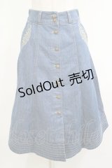 axes femme / 前釦刺繍入ミドルスカート M ブルー H-25-04-20-030-AX-SK-NS-ZH