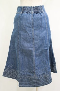 画像3: axes femme / 前釦刺繍入ミドルスカート M ブルー H-25-04-20-030-AX-SK-NS-ZH