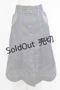 axes femme / 前釦刺繍入ミドルスカート M インディゴ H-25-04-20-031-AX-SK-NS-ZH