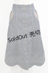 axes femme / 前釦刺繍入ミドルスカート M インディゴ H-25-04-20-031-AX-SK-NS-ZH